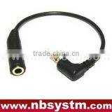 2.5mm 4 Pole Plug Right Angle to 3.5mm Jack Cable Gold