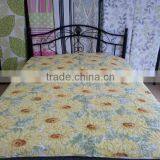 Fashion Elegant Big Yellow Flower Printed Quilt/spread 3 Pcs