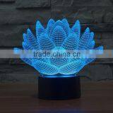 3D Optical Night Light Lotus 7 RGB Light Colors 10 LEDs AA Battery or DC 5V Mixed Lot thumbnail-5