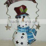 Wrought Iron Handicraft Vintage Christmas Holiday Metal Snowman Ornament Table Top Decor thumbnail-3