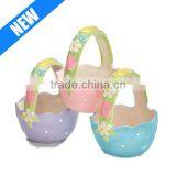 Set of 3 Easter Egg Basket Candy Dishes With Spring Colors and Floral Accents thumbnail-1