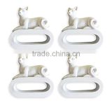 Personalized Handmade Color Painted Decorative Poly Resin White Cat Napkin Rings