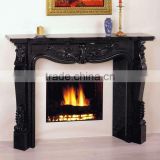 black stone fireplace
