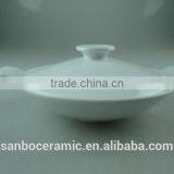 AB Grade Porcelain Stock White Ceramic Cookware Pot With Lid , Ceramic Stew Pot, Round Small Turren thumbnail-2