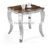 Antique Style Metal Marble Corner Table thumbnail-1