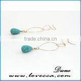 Natural Gemstone Earring Stud Jewelry Real Turquoise Green Stone Earring thumbnail-4