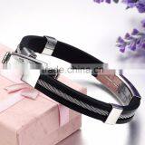 2017 Best Seller Gift Men Stainless Steel Silicone Bracelet thumbnail-3