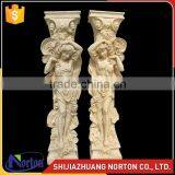 roman style hand carved egypt beige marble columns pillars NTMF-C237S