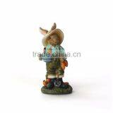 Garden Bunny Farmer Rabbit Resin Statue With Carrot thumbnail-3