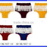 Orange Cotton Ruffle High Waist Lace Fringe Baby Bloomers Wholesale thumbnail-6