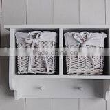 White Wall Basket Unit With Hanging Pegs thumbnail-2