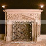 Hand Carving Natural Stone Limestone Fireplace Mantel for Sale thumbnail-1