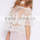 OEM Supply Short Sleeve off Shoulder Woman Lace Tops Summer Sexy Women Tops thumbnail-4