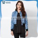 Fashion Women Long Sleeve Custom Dry Clean Solid Hue Bomber Jacket thumbnail-1