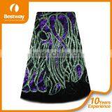 Bestwaytex FL0049 In Royal Blue Color French Cord Lace Silk Chiffon Fabric With Shiny Sequins thumbnail-2