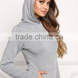 MGOO 2017 New Arrival 100% Cotton Jersey Long Sweater Heather Grey Hooded Split Fashion Long Sleeves Hoodies thumbnail-4