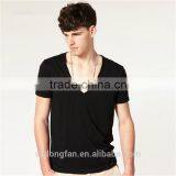 High Quality V-neck T-shirt Organic Cotton Mens With Custom Garment Manufacturer thumbnail-1