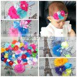 Wholesale Boutique Baby Girl Toddler Elastic Hair Band Shabby Chic Flower Headbands thumbnail-1