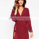Sexy Fashion Semitransparent Chiffon Fabric Lace Cuff Robe for Lady thumbnail-5
