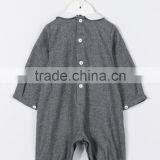 Grey Flannel Collared Winter Baby Romper for Little Cute Baby With Button Fastening and Button Cuffs thumbnail-2