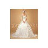 White gorgeous long tail Ladies Wedding Dresses , 3D draping process