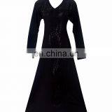 Womens's Black Colour Lycra(Stretchable) Black Stone Embroidery Work Beautiful Rick Looking Burkha thumbnail-1