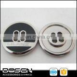 Shiny Silver Black Custom Printing Brand Logo Mens Suit Sewing Button Clothing Shirt Four Holes Button For Garment Jacket Coat thumbnail-2