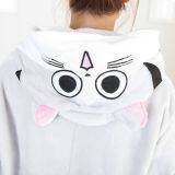 Chi's Sweet Cat Cartoon Flannel Conjoined Polyester Couple Pajamas thumbnail-3