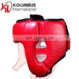 Red Head Guard In Leather, Boxing Head Guard Helmet, Head Guard Made In Leather Full Adjustable thumbnail-3