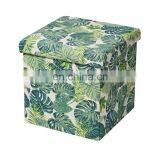 Good Quality Homely Supply Linen Foldable Seat Box Folding Storage Stool Ottoman thumbnail-4