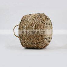 Wholesale Large Natural Handmade Wicker Straw Corner Storage Basket Three-piece Set With Handles thumbnail-4