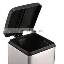 Bathroom Color Plastic Lid Waste Bins Powder Coating Metal Waste Bin Body Square Stainless Steel Pedal Bin thumbnail-3