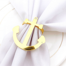 Eco-friendly Metal Gold Ship Anchor Napkin Rings Serviette Holder for Wedding Party Restaurant Home Table Decoration thumbnail-2