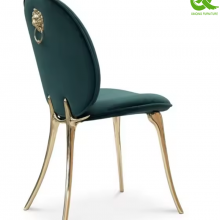 Factory Selling Luxury Chair Customized PU Leather Wedding Stainless Steel Dinning Chair thumbnail-2