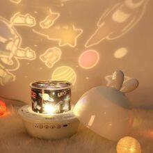Lucky Rabbit Projector Lamp HD Film Pattern Rotating Night Lights Mini Led Desk Lamp Brightness Adjustable Ambient Bed Lights thumbnail-3