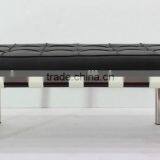 Replica German Style Classic Black Italian Genuine Leather Barcelona Daybed, Barcelona Collections by Ludwing Mies Van Der Rohe thumbnail-2