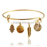 Fashion DIY Jewelry Different Pendant Charms Gold Adjustable Bangles