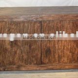 Antique Chinese Old Rustic Elm Two Door Four Drawer Cabinet
