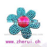 Fashion Colourful Bling Rhinestone Flower Finger Ring thumbnail-3