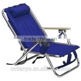 Aluminum Backpack Folding Beach Chair with Wooden Armrest