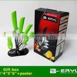 BERYL 6pcs Gift Set , 3"+4"+5"+6"+peeler+Knife Holder Ceramic Knife Sets 5 Colors Straight Handle,white Blade, CE FDA Certified thumbnail-3