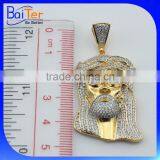 Wholesale Fashion Hip Hop Jewelry Gold Plated 925 Sterling Silver CZ Created Diamond Jesus Face Head Pendant Piece Jesus Pendant thumbnail-1