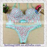 Adult Age Group Stripe Satin and Lace Special Pleated Shoulder Strap Push up Dot Print Bra thumbnail-1