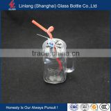 wholesale glass mason jar with lid and straw with matel lid