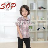 Red fashion yarn dyed flannel shirt for kids summer boys clothing 100% cotton shirt