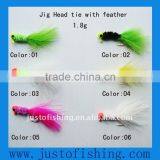 Jighead tie with feather