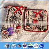 china wholesale printed Eiffel Tower cotton oven mitt and pot holder                        
                                                Quality Choice