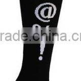 Solid Black Unisex Knee High Sock With White Lettering thumbnail-1