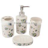Colourful 4pcs Ceramic Bathroom Accessory Set thumbnail-5