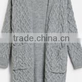 WOMENS SWEATER: NEW DESIGNED ACRYLIC ALLOVER CHUNKY CABLE LADIES CARDIGAN SWEATER